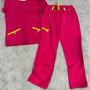 Scrubstar Pink and Yellow Scrub Set